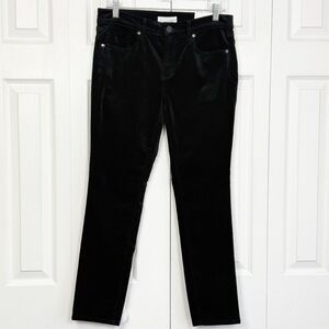 NWT Loft Black Velvet Mid-Rise Modern Skinny Pants 29/8 Petite